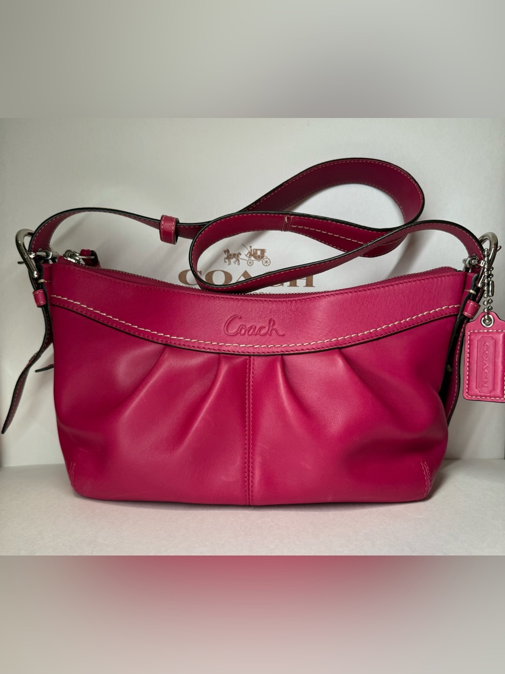 Coach pink shoulder bag leather y2k or crossbody